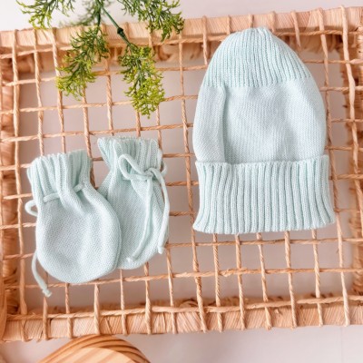 kit touca e luva- verde agua